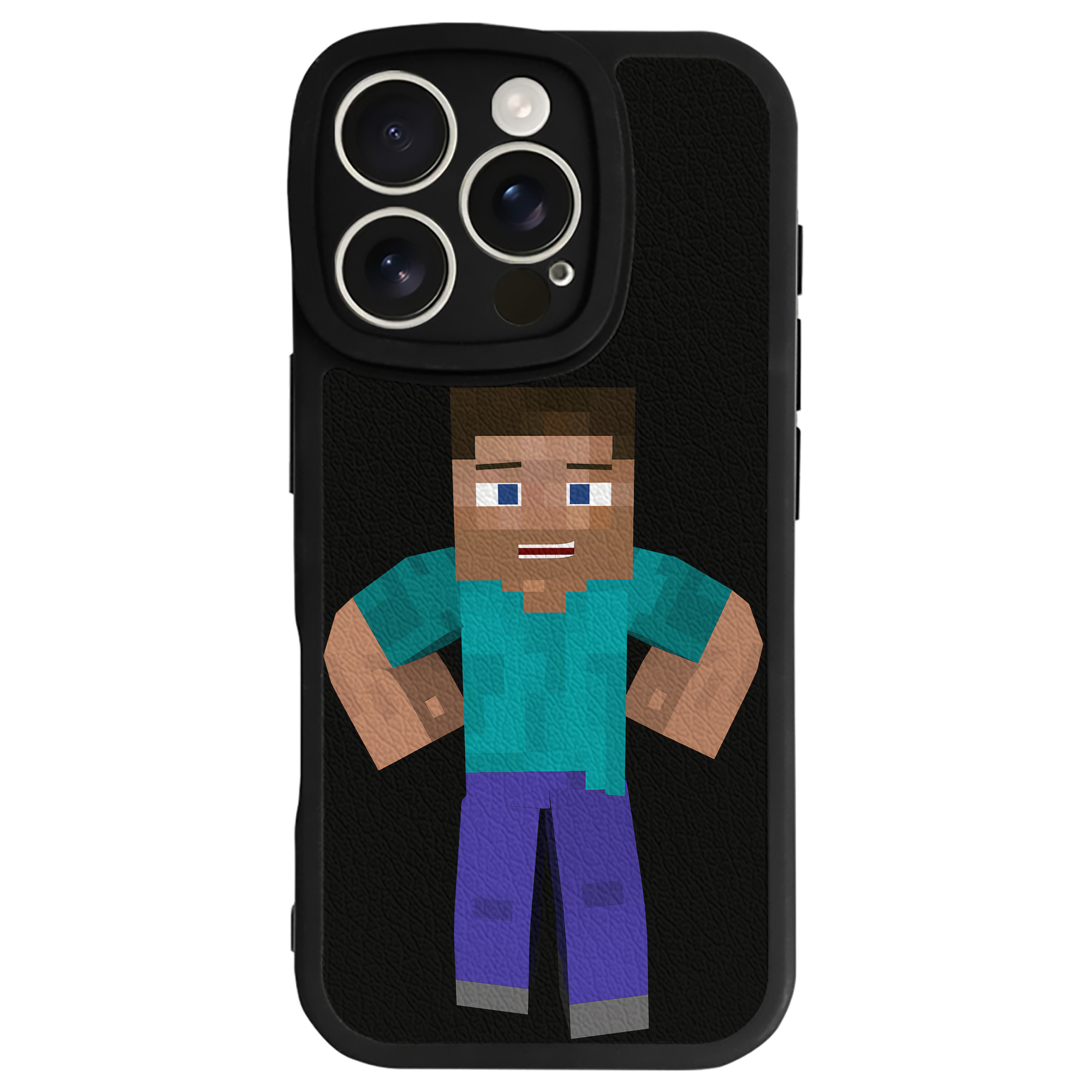 （画像用） マインクラフト ブロックの世界 Minecraft MC Block world 【iPhone 16シリーズ対応】シリコンスマホケース（レザー調） 材質：シリコン